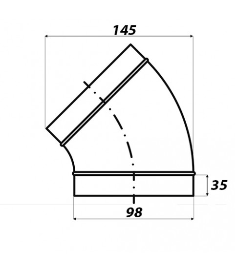 Kovové koleno okrúhle 45°, Ø 100 mm