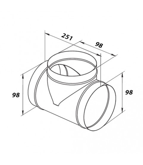 Odbočka "T" kovová Ø 100 / Ø 100 mm