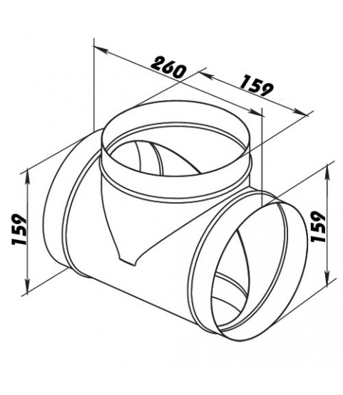 Odbočka "T" kovová Ø 160 / Ø 160 mm