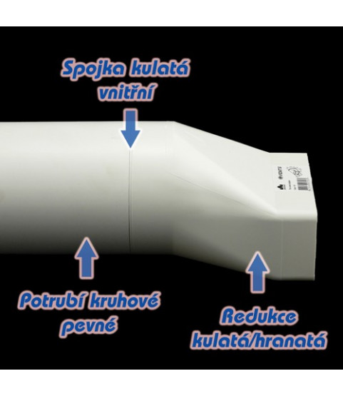 Plastová redukcia z kruhového na hranaté potrubie Ø 100 mm / 110x55 mm, vodorovná